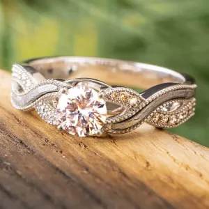 Platinum and Meteorite Engagement Ring with Twist Design
