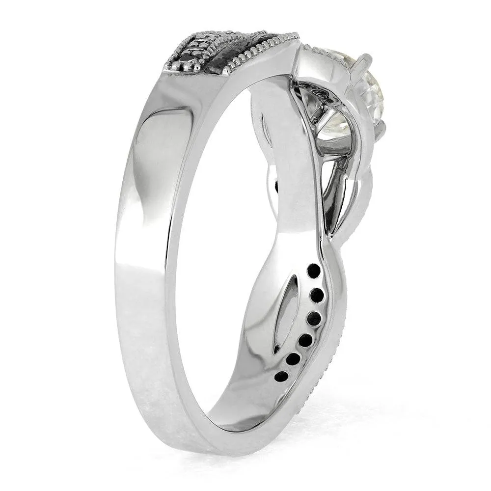 Platinum and Meteorite Engagement Ring with Twist Design