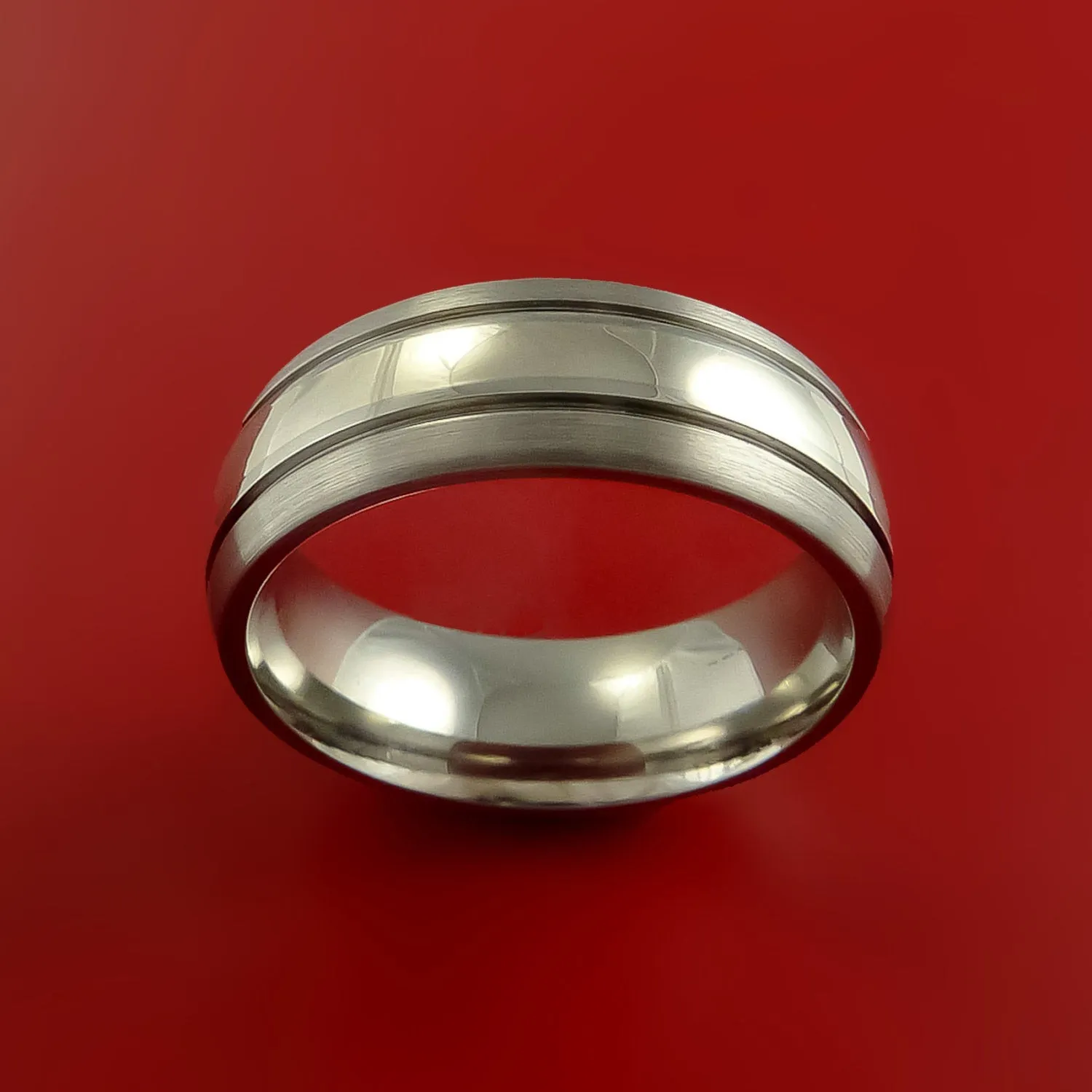 Platinum and Titanium Wedding Ring Custom Made Band Any Finish and Sizing from 3-22