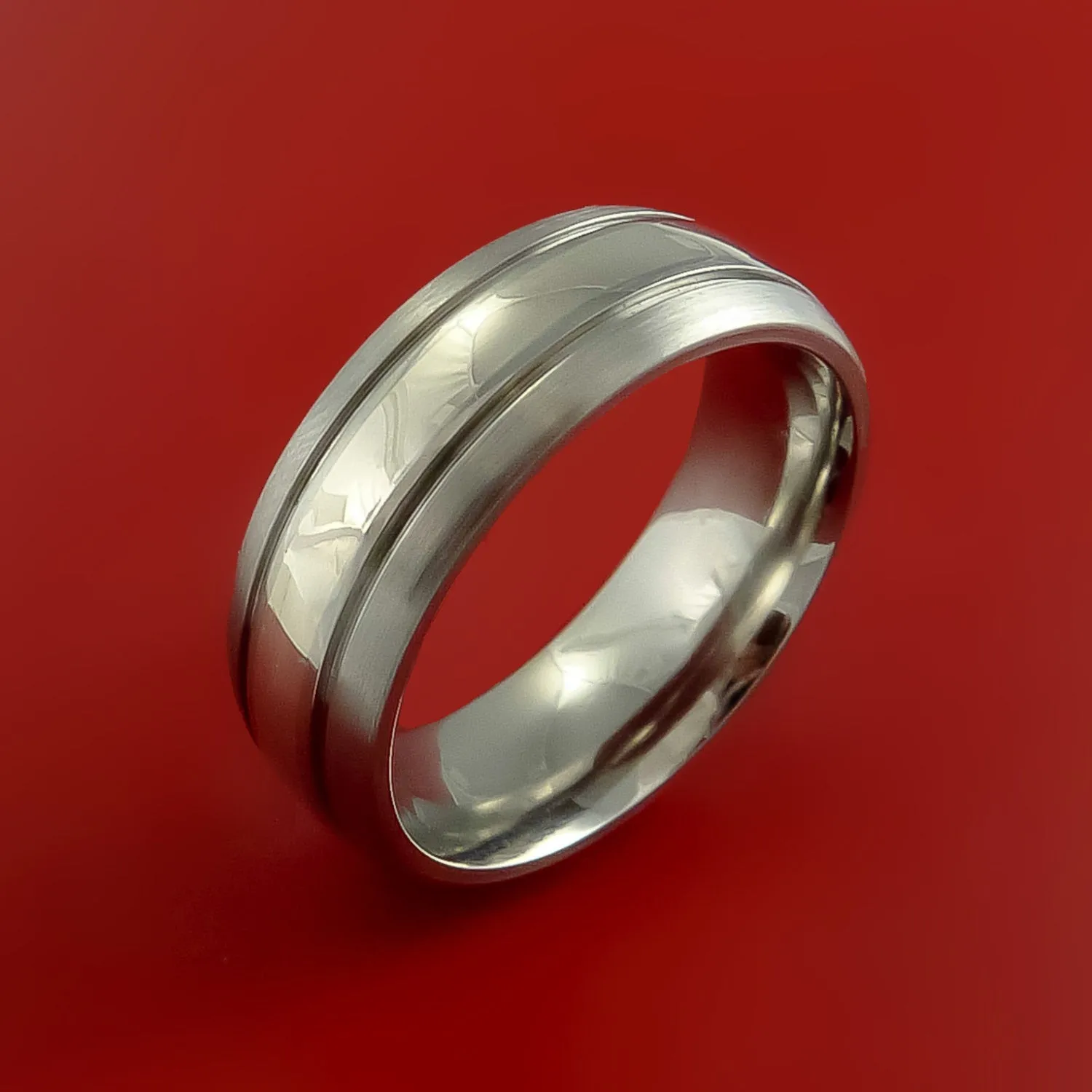 Platinum and Titanium Wedding Ring Custom Made Band Any Finish and Sizing from 3-22