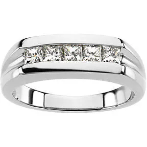 Platinum Men's Five-Stone Ring, Size 10