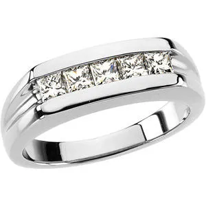 Platinum Men's Five-Stone Ring, Size 10