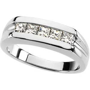 Platinum Men's Five-Stone Ring, Size 10