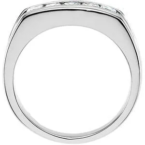 Platinum Men's Five-Stone Ring, Size 10