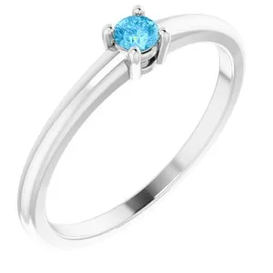 Platinum Natural Swiss Blue Topaz Ring