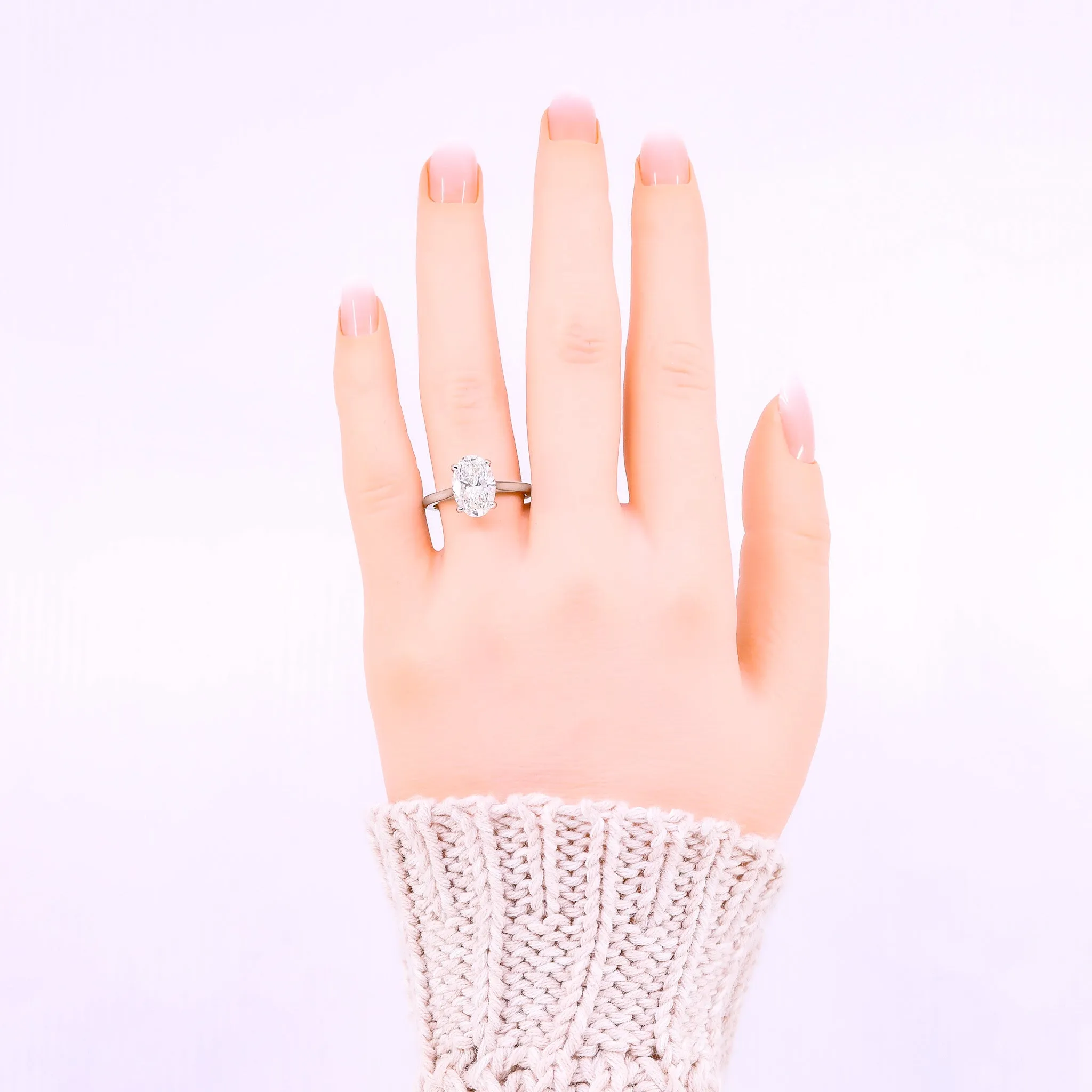 PLATINUM OVAL 3.01CT DIAMOND SOLITAIRE ENGAGEMENT RING