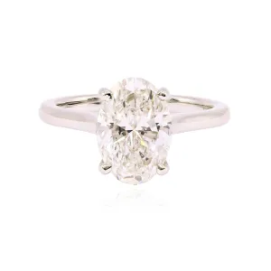 PLATINUM OVAL 3.01CT DIAMOND SOLITAIRE ENGAGEMENT RING