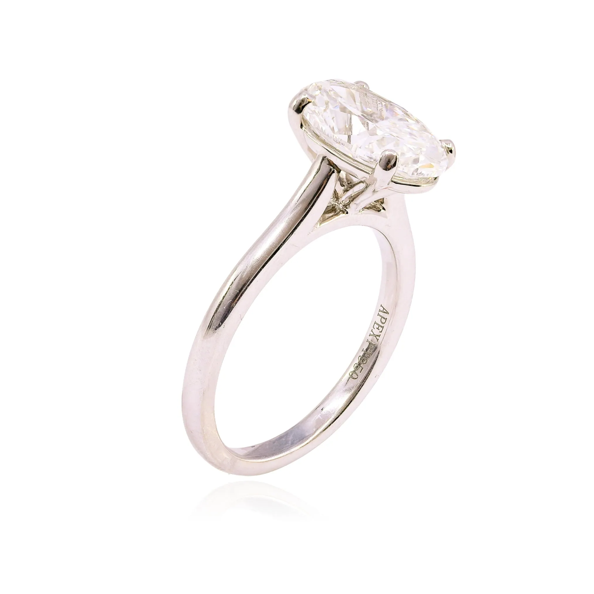 PLATINUM OVAL 3.01CT DIAMOND SOLITAIRE ENGAGEMENT RING