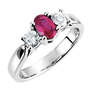 Platinum Ruby & Diamond Ring, Size 6