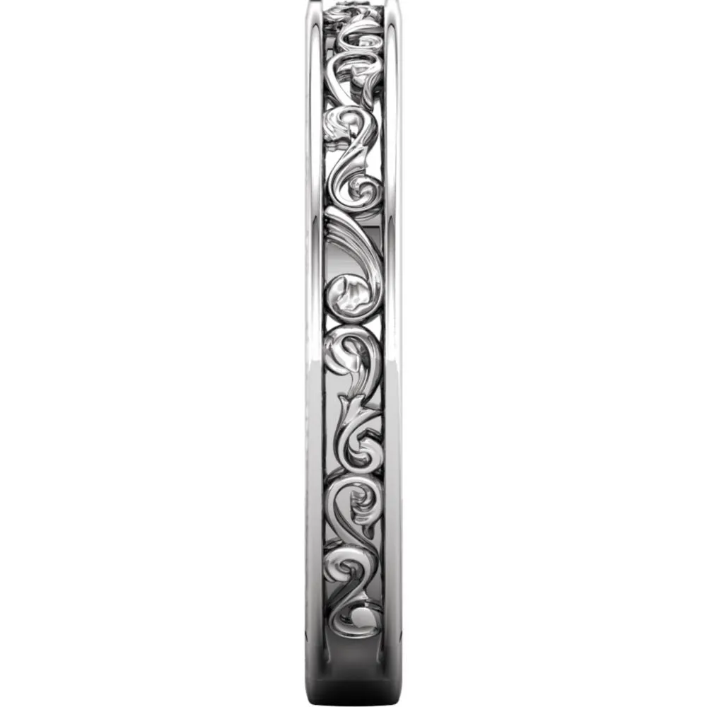 Platinum Sculptural-Inspired Band , Size 7