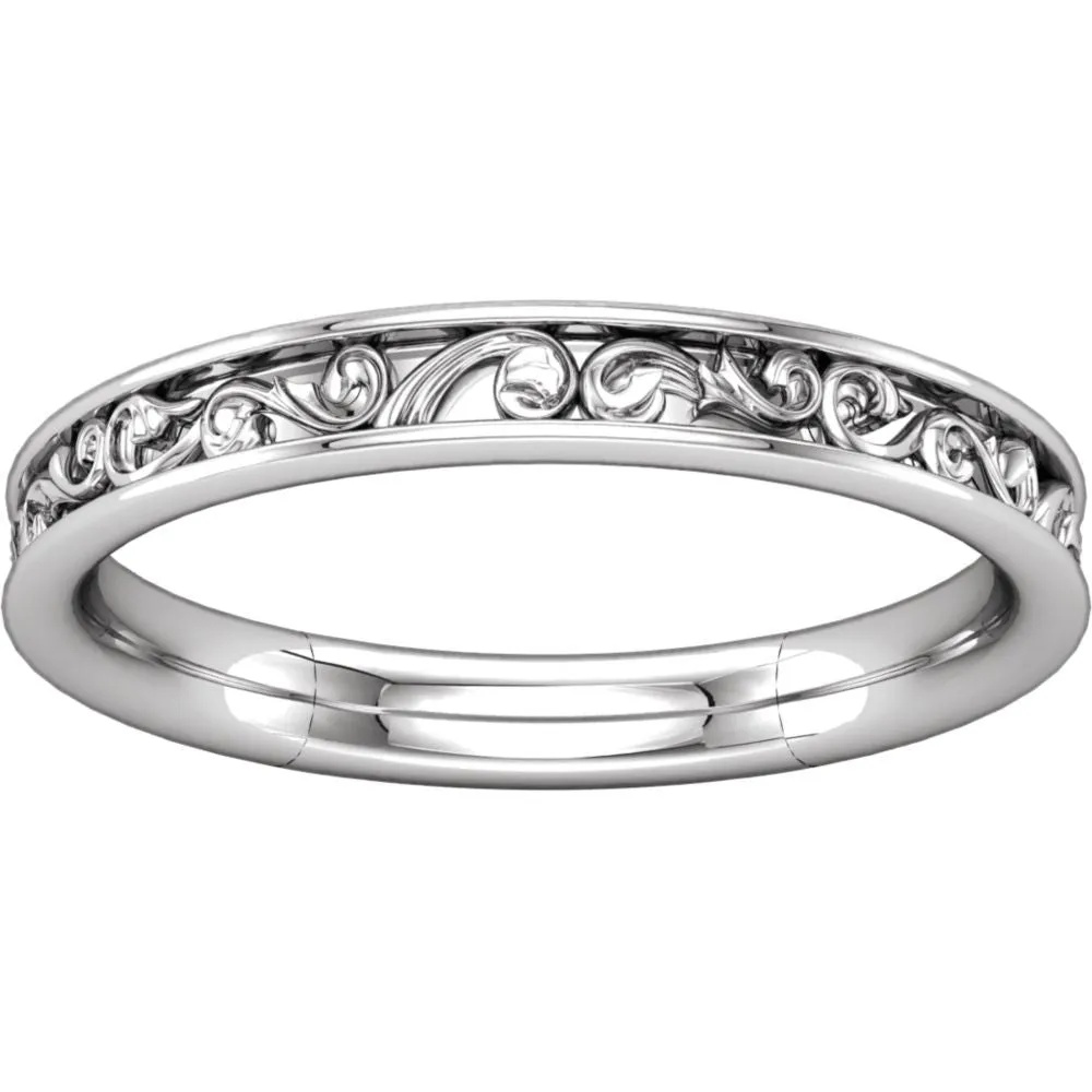 Platinum Sculptural-Inspired Band , Size 7