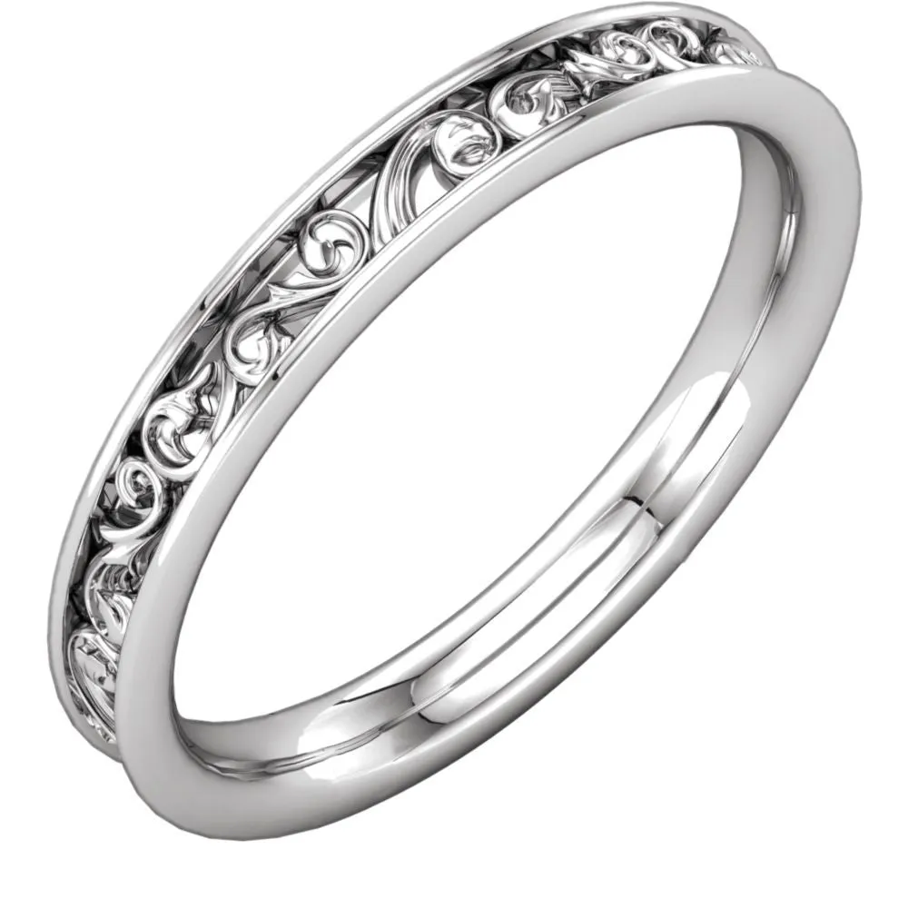 Platinum Sculptural-Inspired Band , Size 7