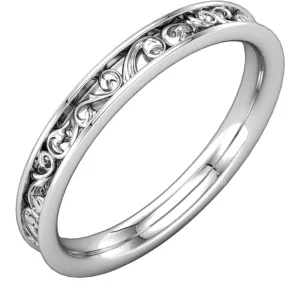 Platinum Sculptural-Inspired Band , Size 7