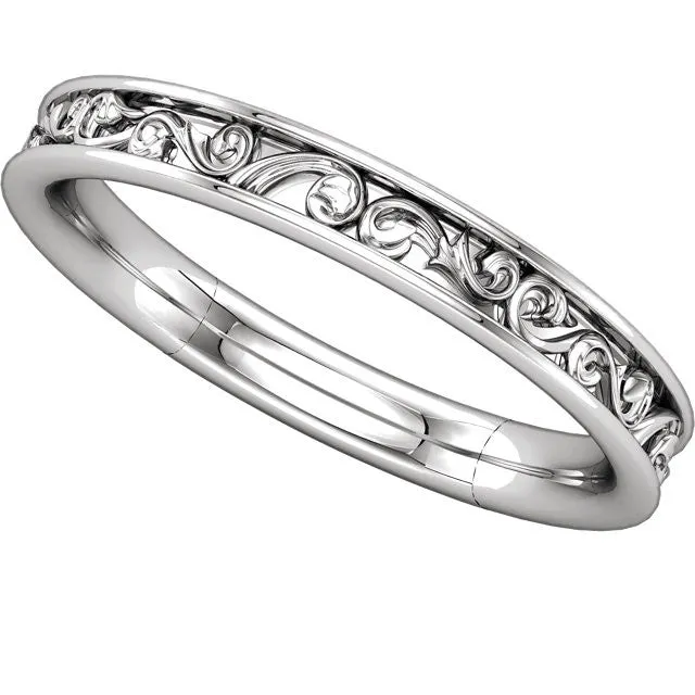 Platinum Sculptural-Inspired Band , Size 7