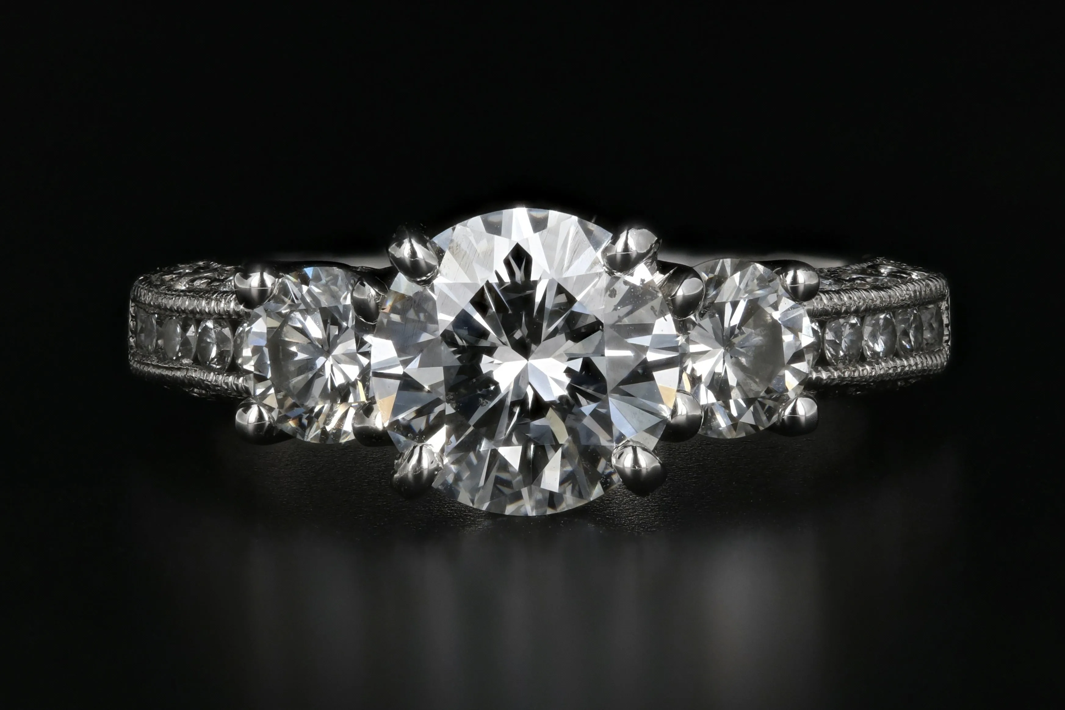 Platinum Tacori 1.54 Carat laser Inscribed Diamond Ring GIA Certified