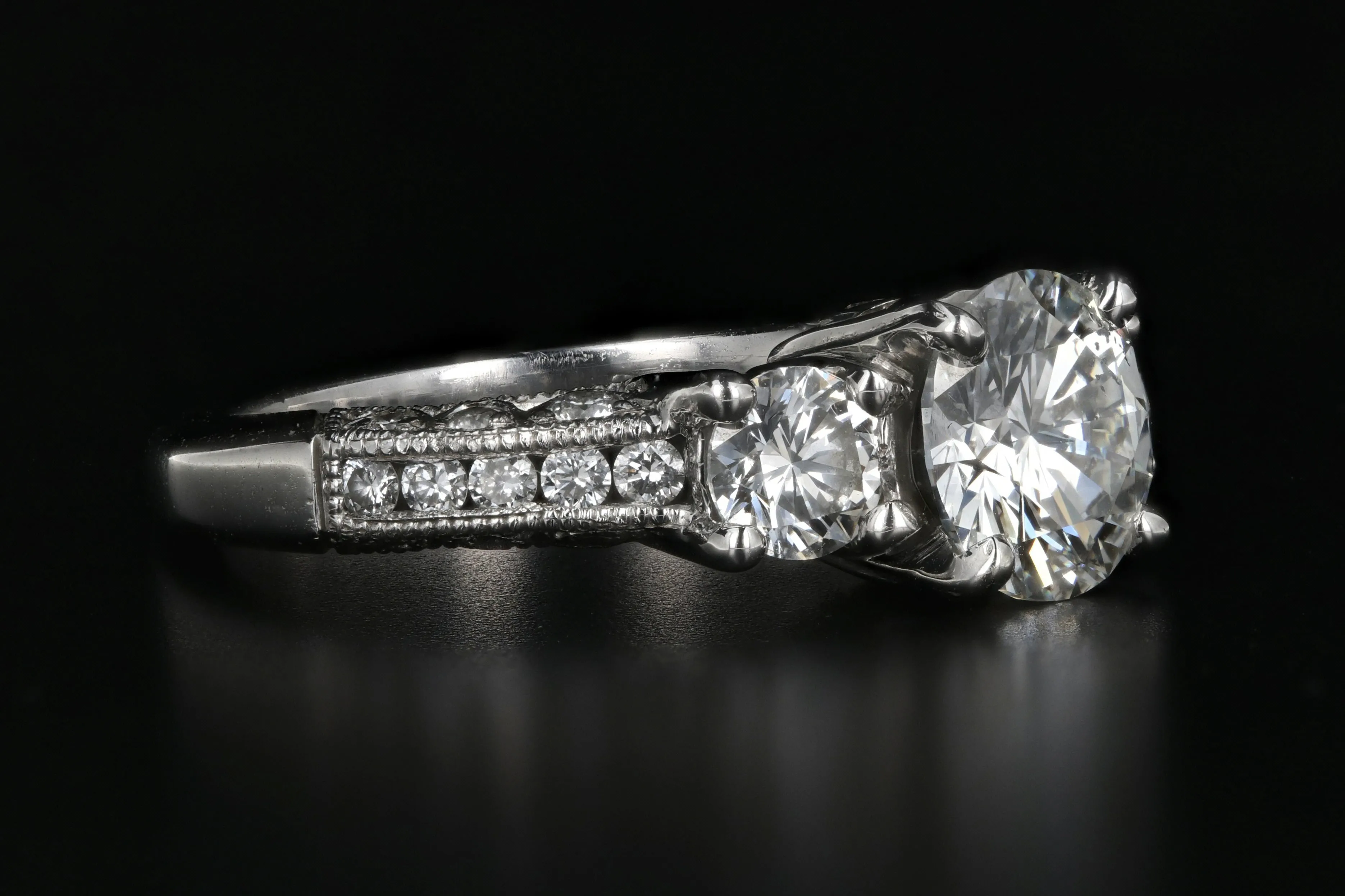 Platinum Tacori 1.54 Carat laser Inscribed Diamond Ring GIA Certified