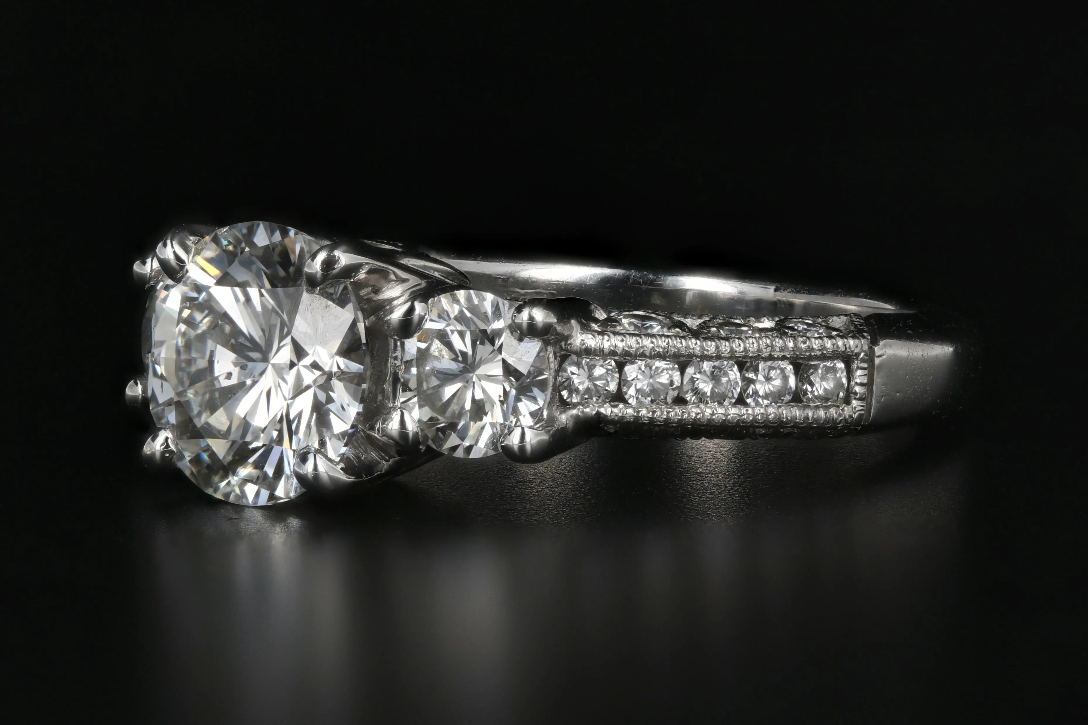 Platinum Tacori 1.54 Carat laser Inscribed Diamond Ring GIA Certified