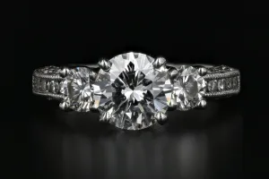 Platinum Tacori 1.54 Carat laser Inscribed Diamond Ring GIA Certified