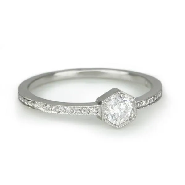 Platinumn Hexagonal Diamond Ring