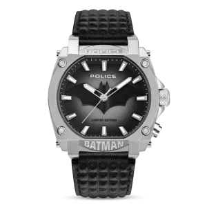 Police Forever Batman Gents Semi Transparent Black Dial Black Leather Strap Watch