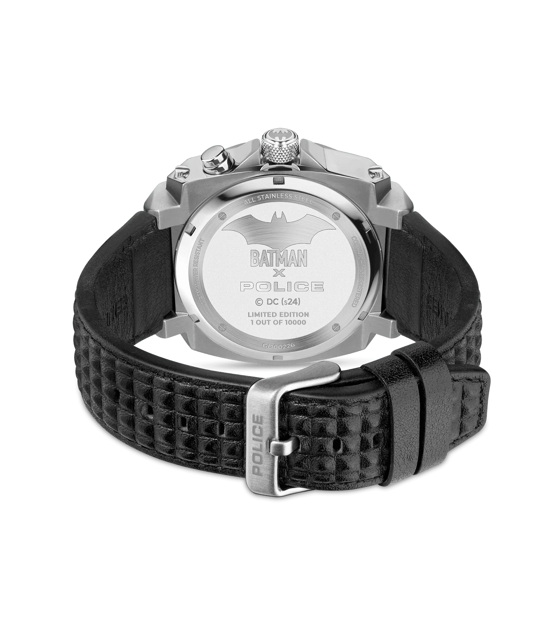 Police Forever Batman Gents Semi Transparent Black Dial Black Leather Strap Watch