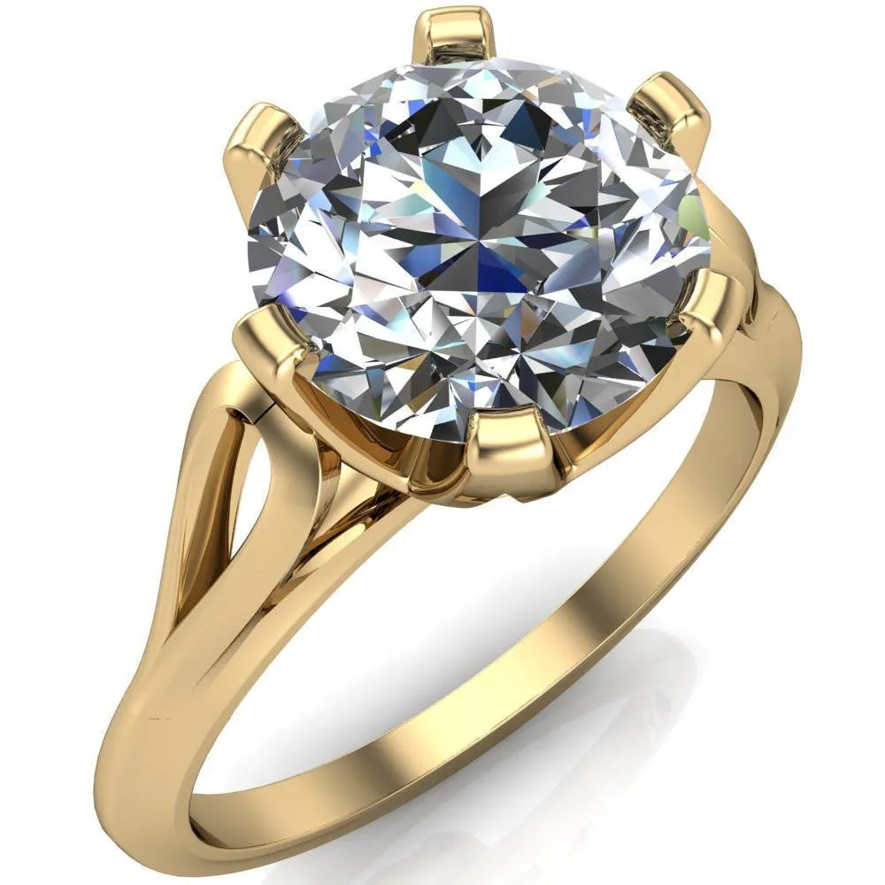 Portia Round Center Stone 6 Prong Split Shank Ring