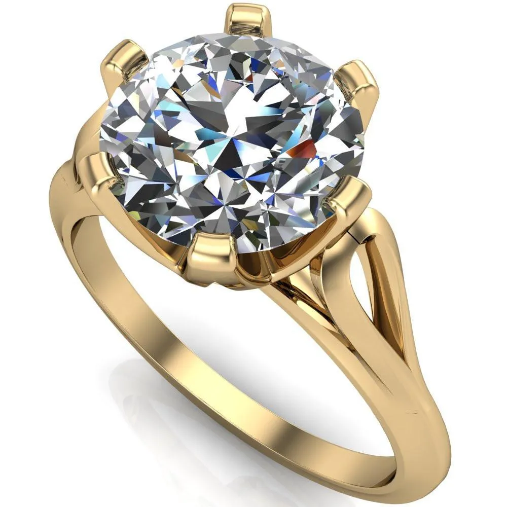 Portia Round Center Stone 6 Prong Split Shank Ring