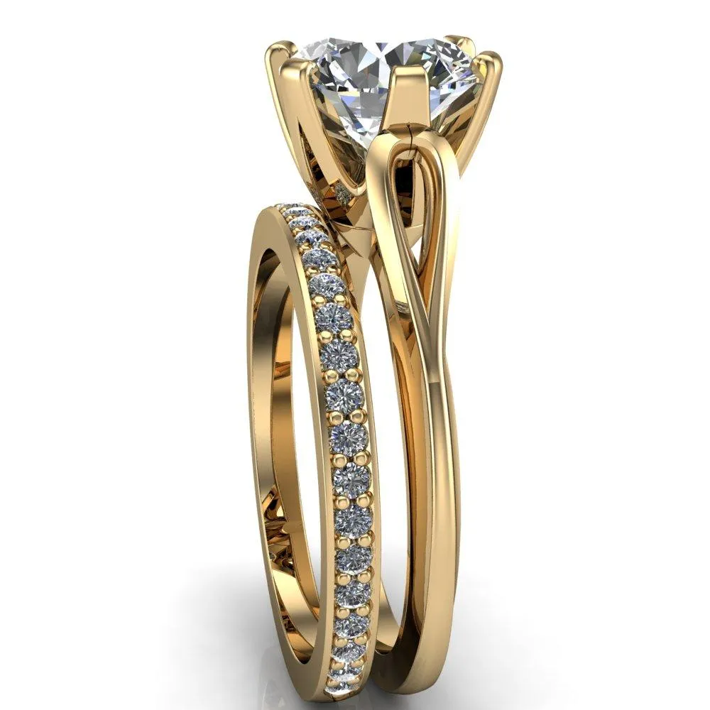 Portia Round Center Stone 6 Prong Split Shank Ring