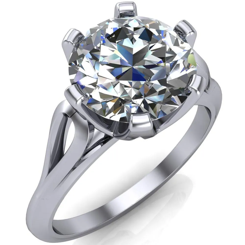 Portia Round Center Stone 6 Prong Split Shank Ring