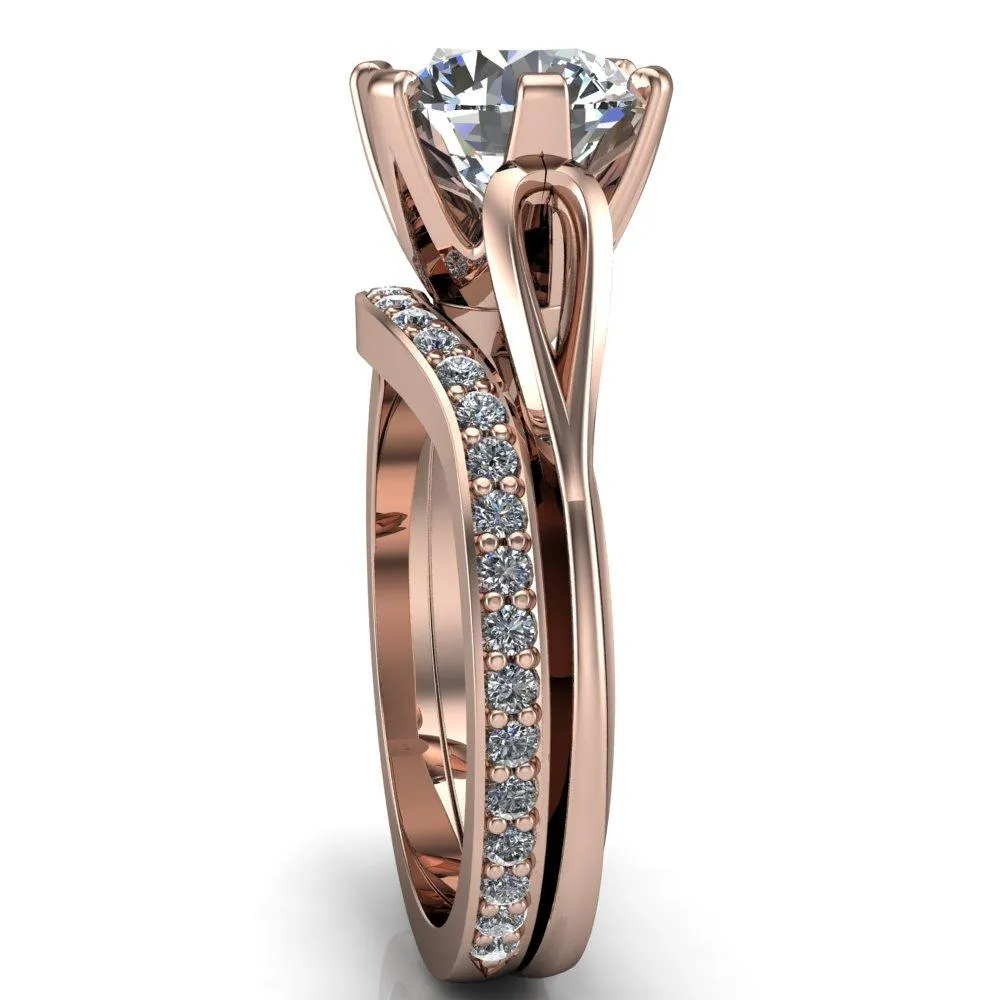Portia Round Center Stone 6 Prong Split Shank Ring