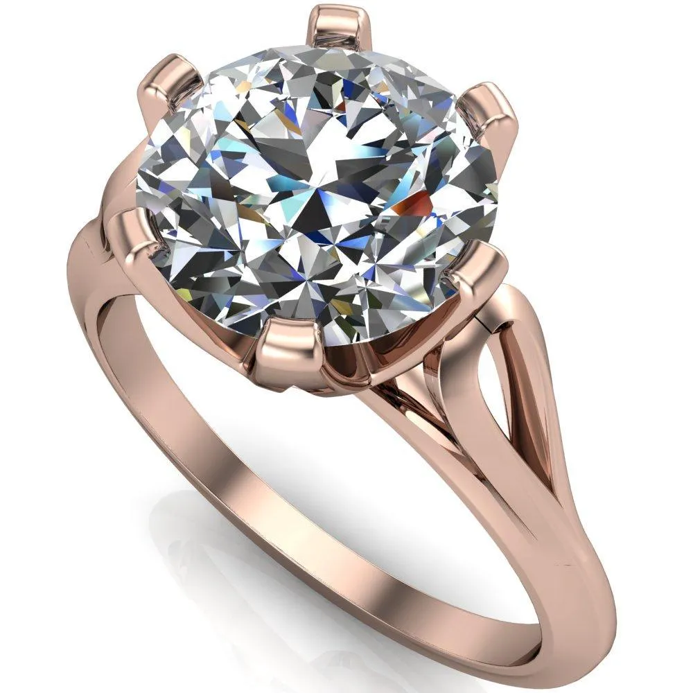 Portia Round Center Stone 6 Prong Split Shank Ring