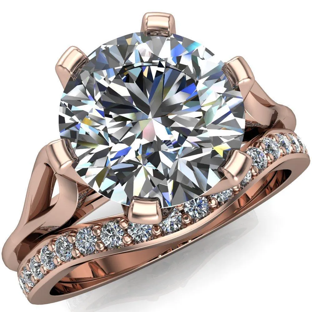 Portia Round Center Stone 6 Prong Split Shank Ring