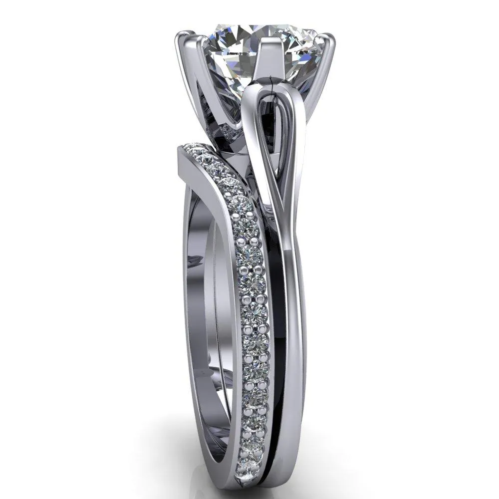 Portia Round Center Stone 6 Prong Split Shank Ring