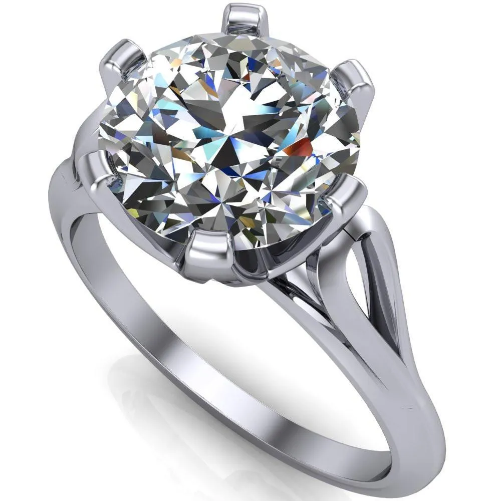 Portia Round Center Stone 6 Prong Split Shank Ring