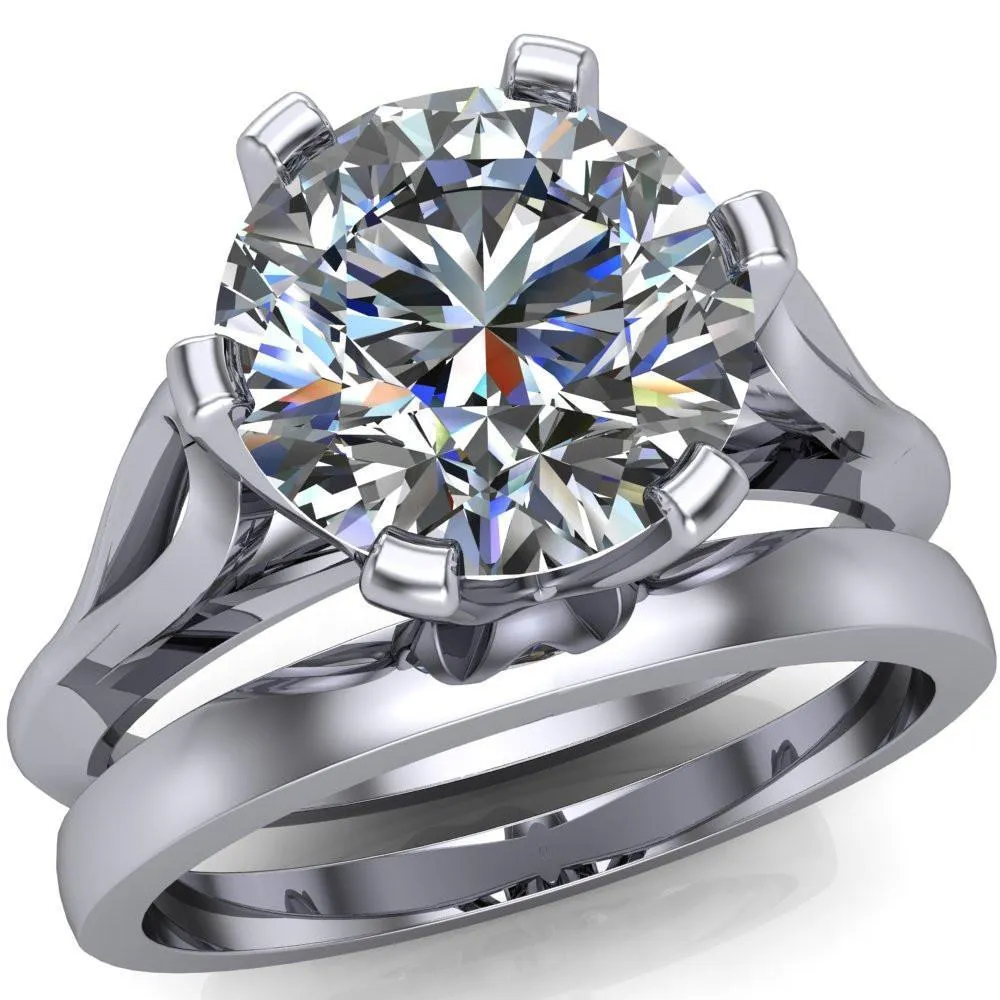 Portia Round Center Stone 6 Prong Split Shank Ring