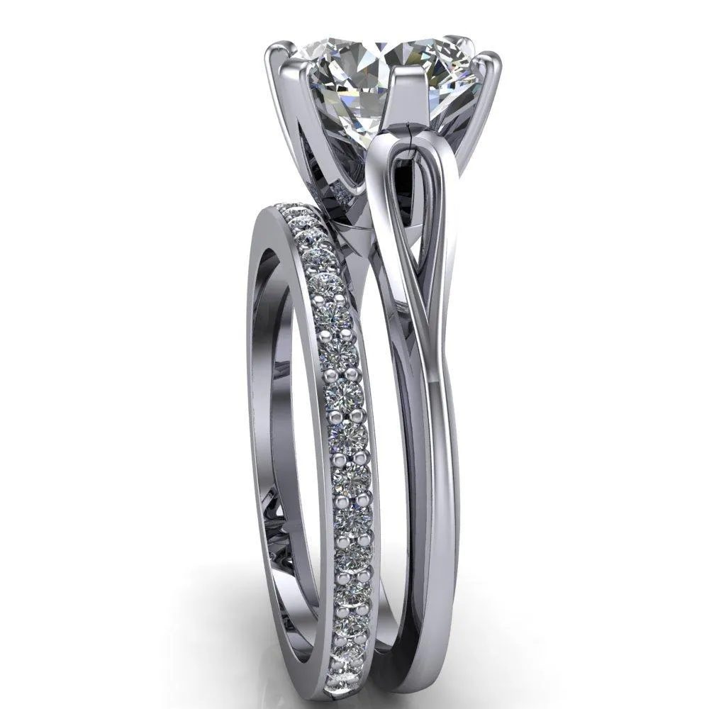 Portia Round Center Stone 6 Prong Split Shank Ring