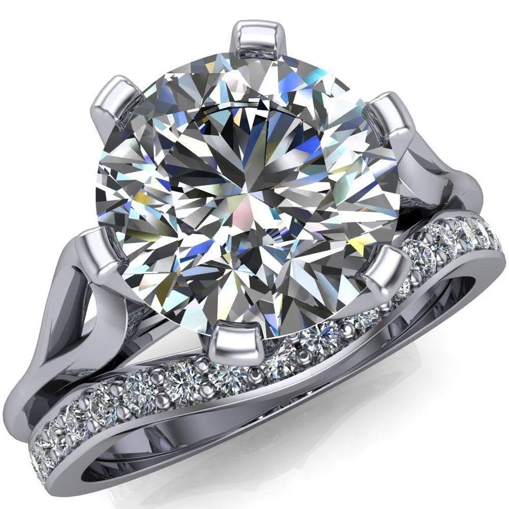 Portia Round Center Stone 6 Prong Split Shank Ring