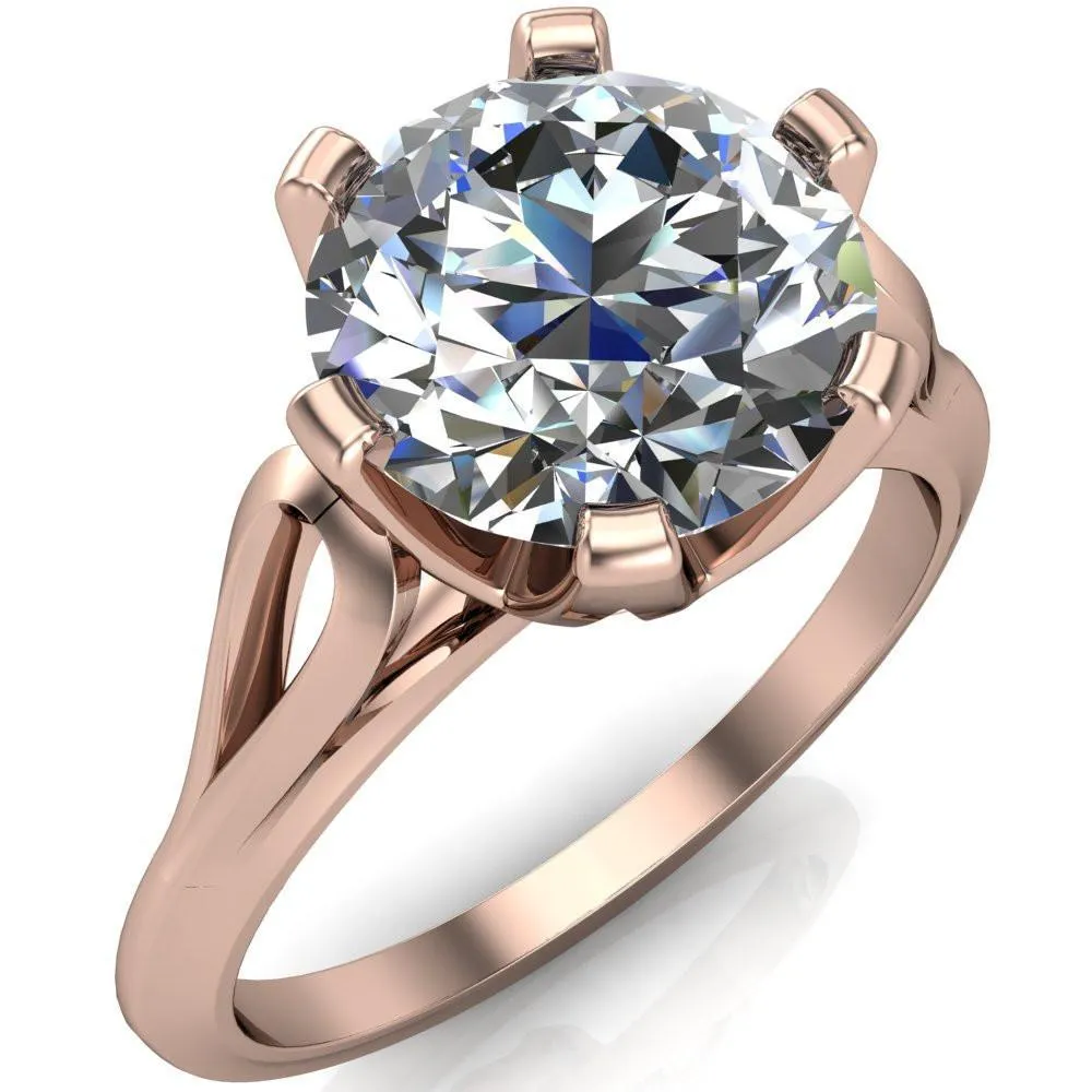 Portia Round Center Stone 6 Prong Split Shank Ring