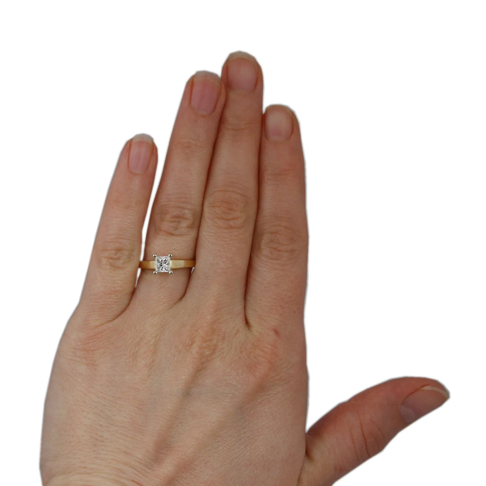 Princess Cut .55ct Diamond Solitaire Engagement Ring in 14K Gold Cathedral Mount