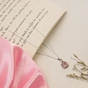 Pure Silver Necklace - Serene Rose Quartz Pendant
