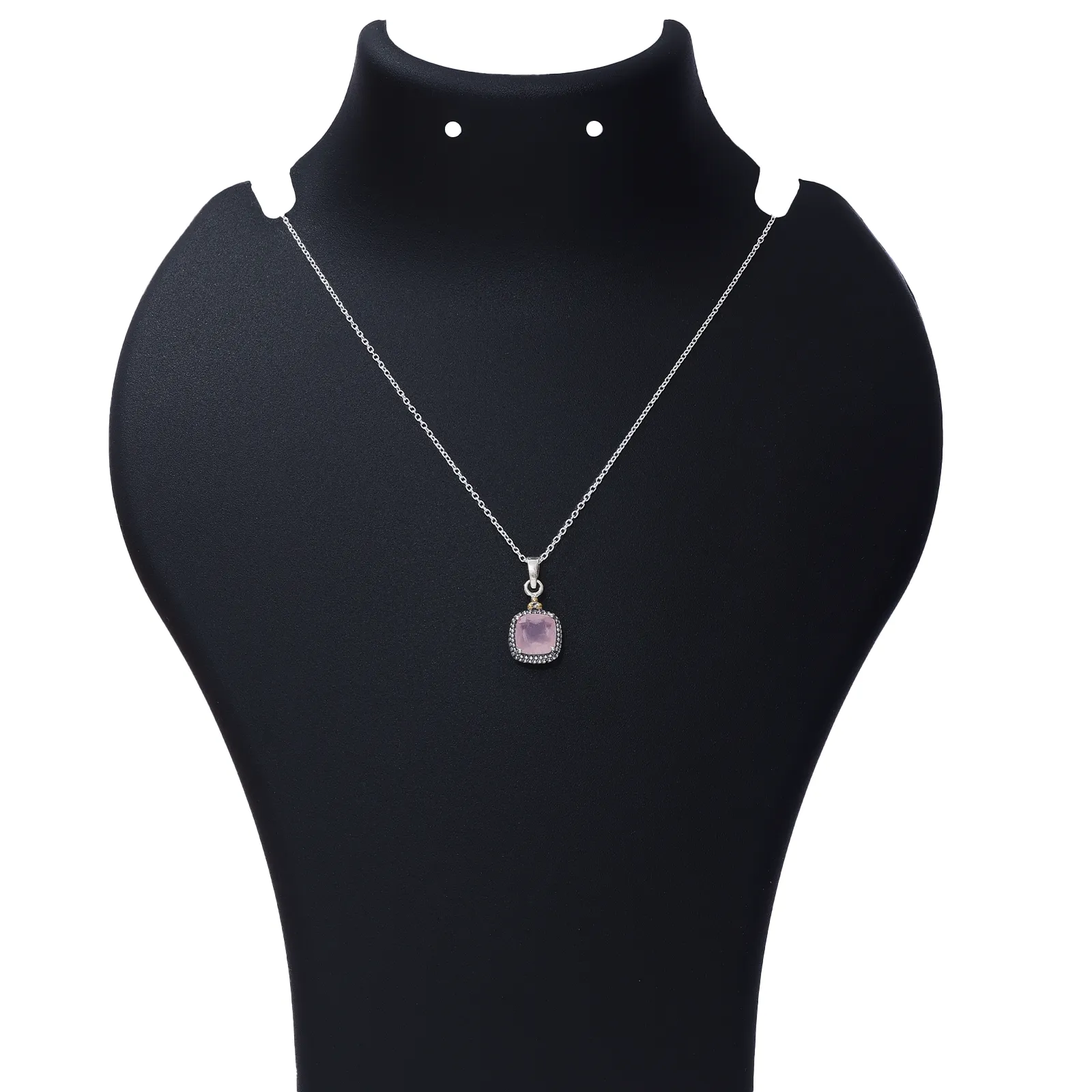 Pure Silver Necklace - Serene Rose Quartz Pendant