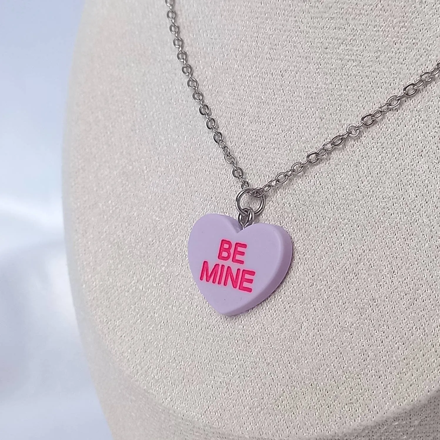 Purple & Silver Retro Heart Necklace - Purple Jewellery,Silver Necklaces In The UK, Lilac Necklace, Heart Necklaces,70's Style Necklace