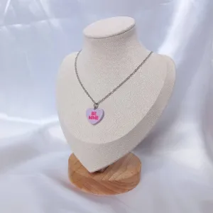 Purple & Silver Retro Heart Necklace - Purple Jewellery,Silver Necklaces In The UK, Lilac Necklace, Heart Necklaces,70's Style Necklace
