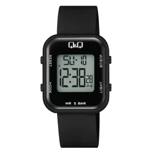 Q&Q Black Silicone Strap Grey Dial Quartz Unisex Watch - M207J001Y