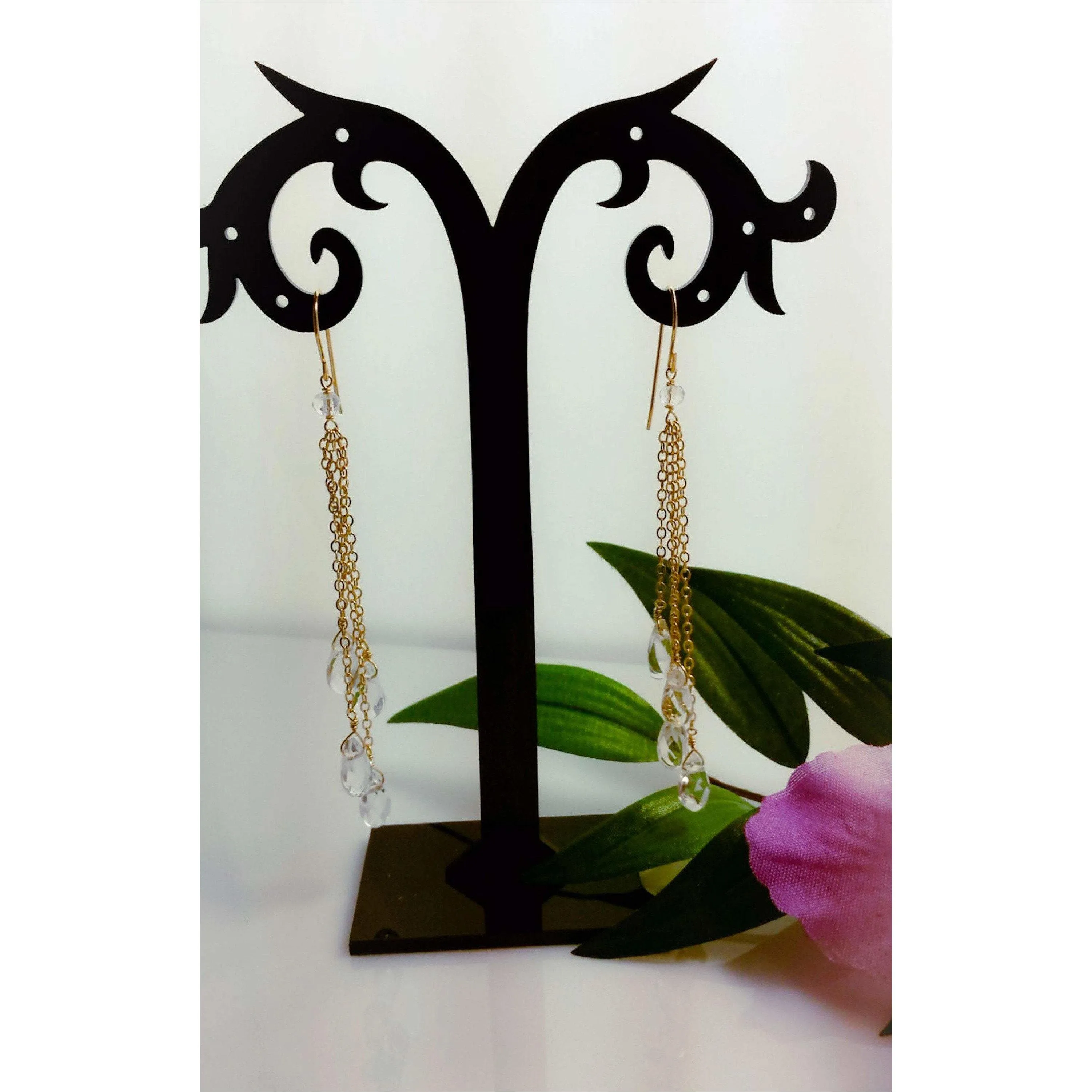 Quartz crystal chandelier earrings
