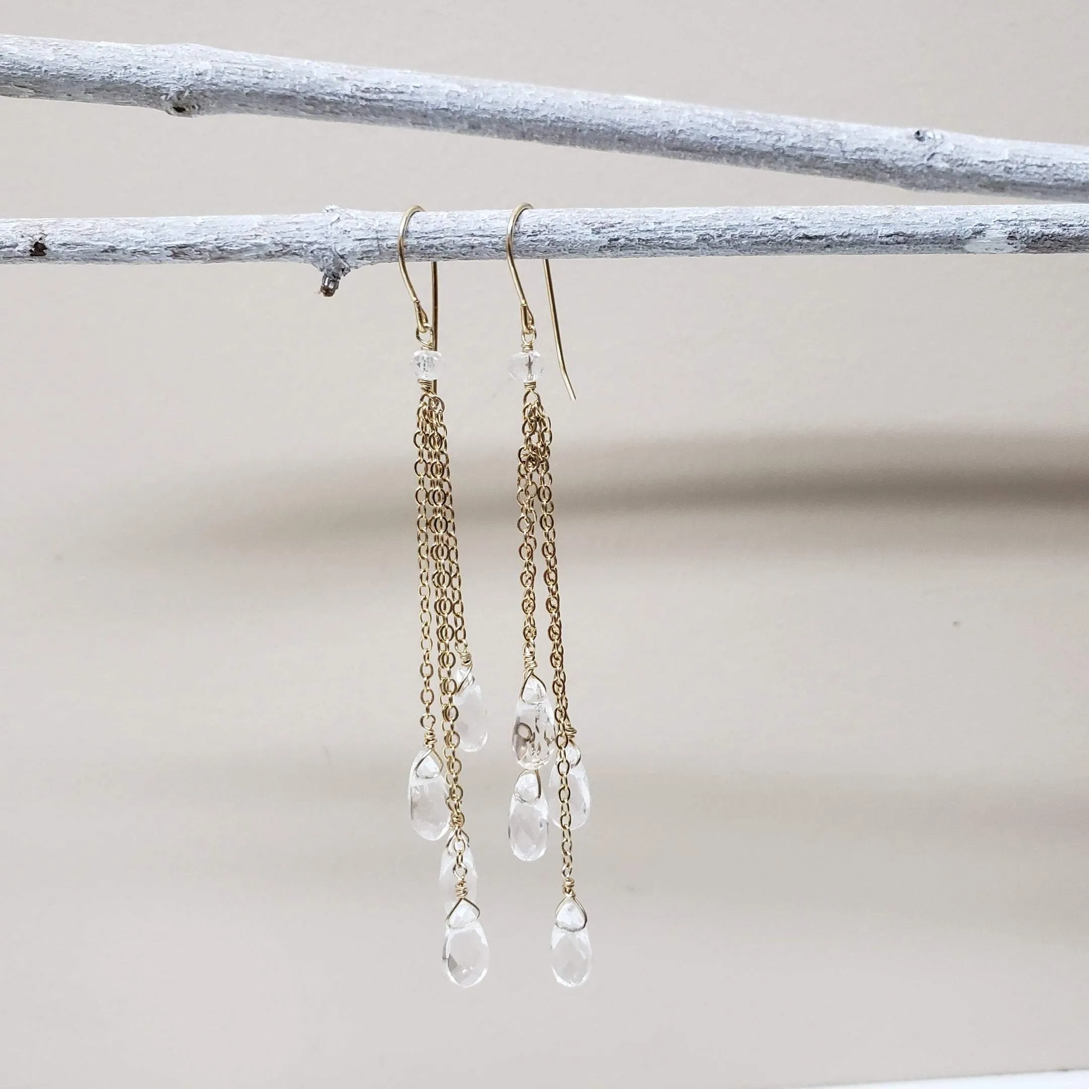 Quartz crystal chandelier earrings