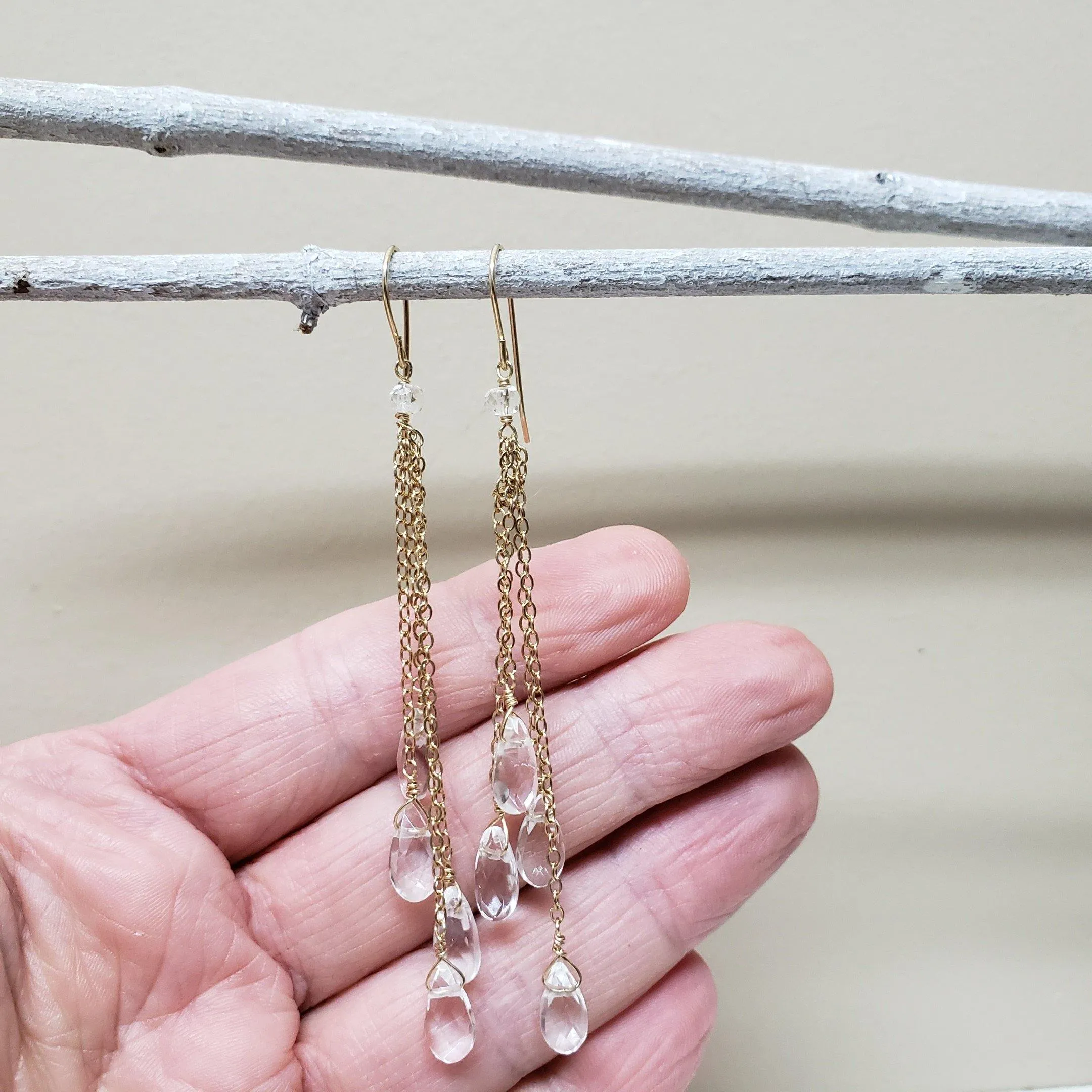 Quartz crystal chandelier earrings