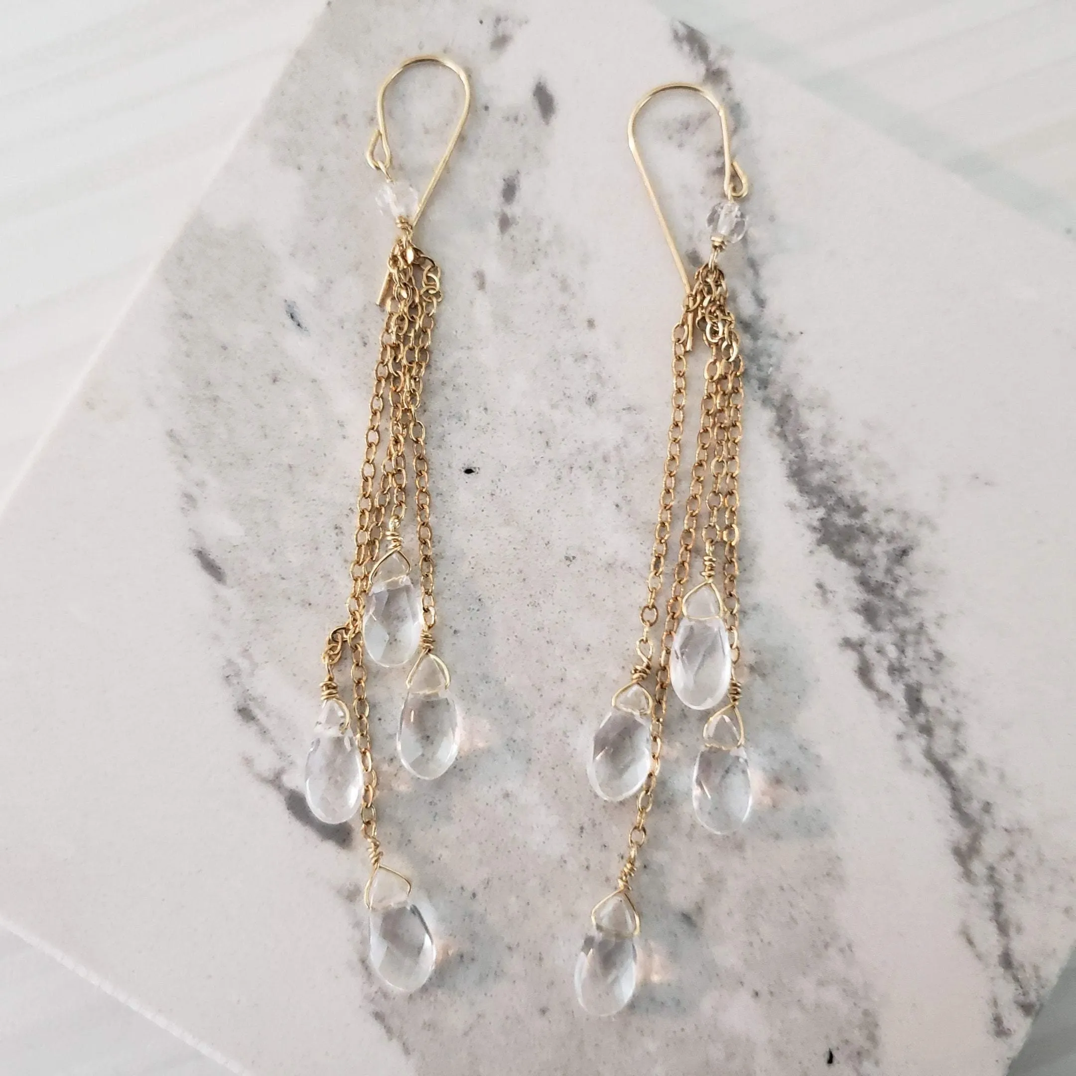 Quartz crystal chandelier earrings