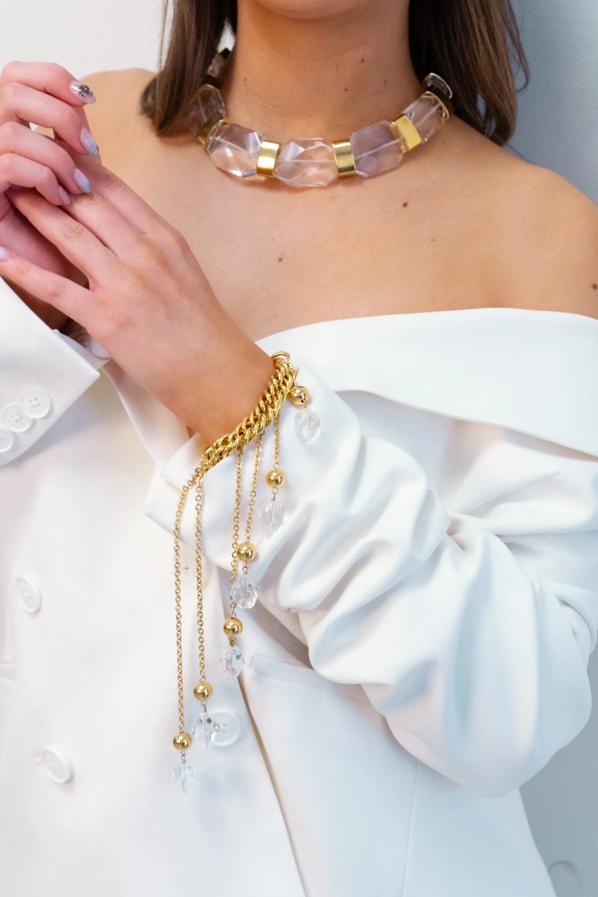 Quartz nugget fringe bracelet