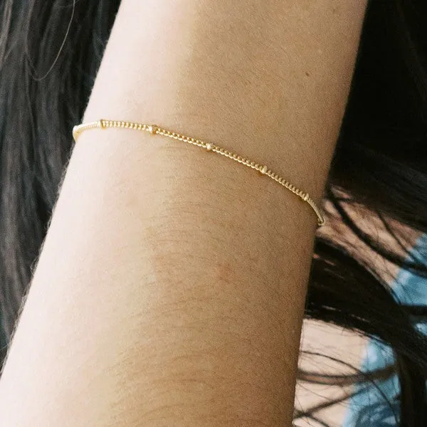 Quinci Beaded Chain Bracelet - Adjustable, 24k Gold, Rose Gold, Rhodium Plated